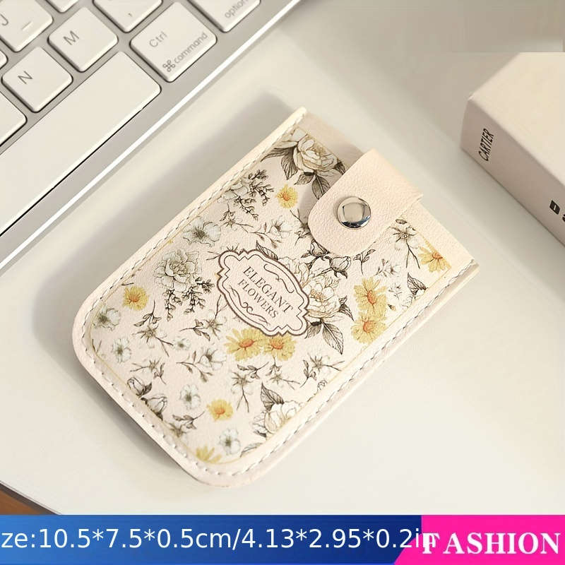 1pc Vintage Floral Pattern Pull-Out Multi-Card Slot ID Holder Large Capacity Compact Ultra-Thin Sy