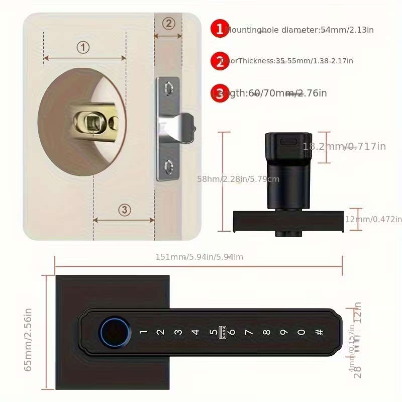 1 Set Fingerprint Password Smart Door Lock