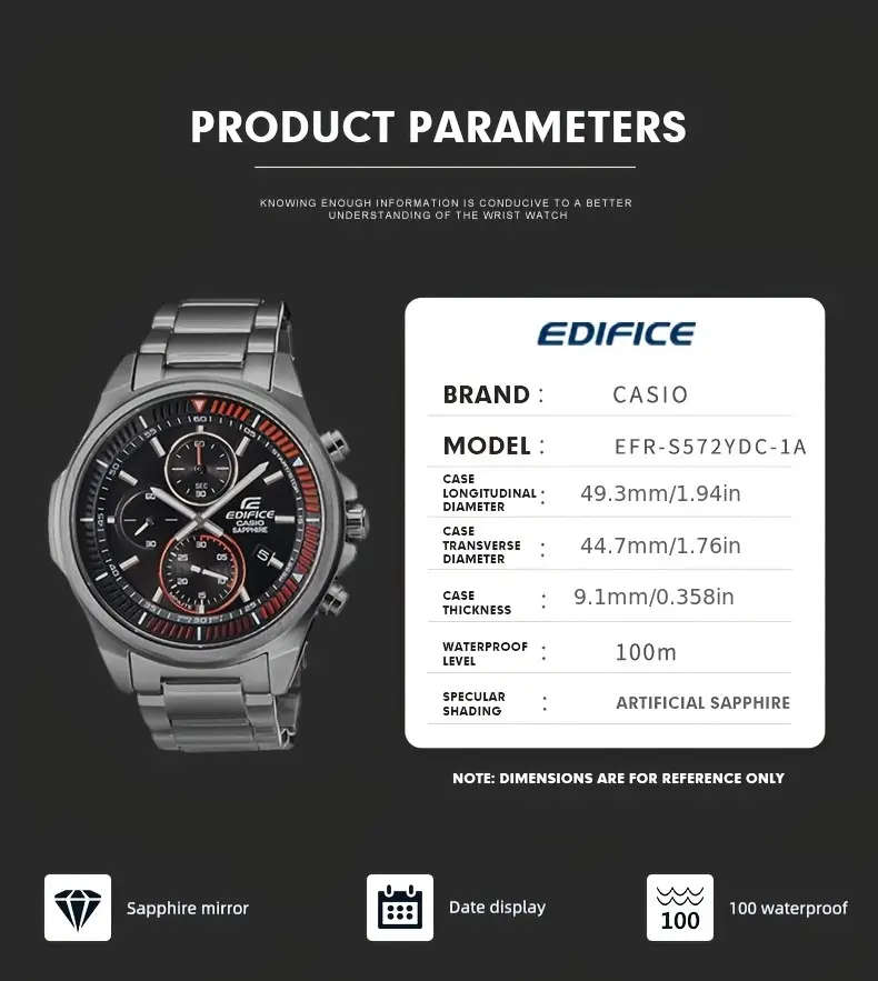 CASIO EDIFICE Men`s Chronograph Watch | EFR-S572YDC