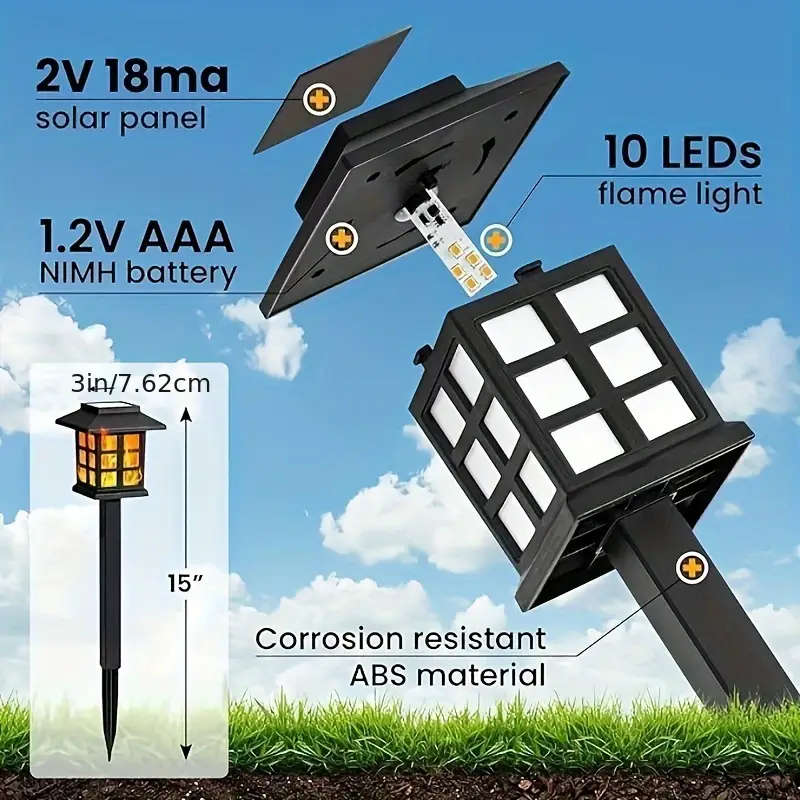 6 Pieces Solar Flame LED Path Lights