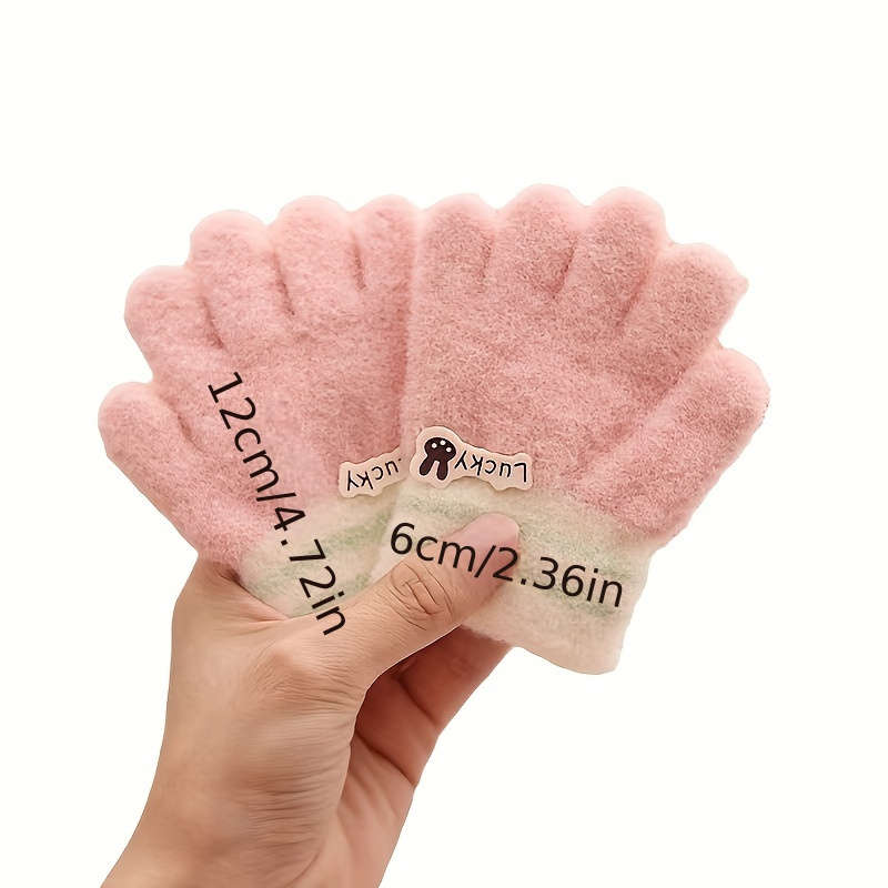 1 Pair Luck Khaki Warm Gloves