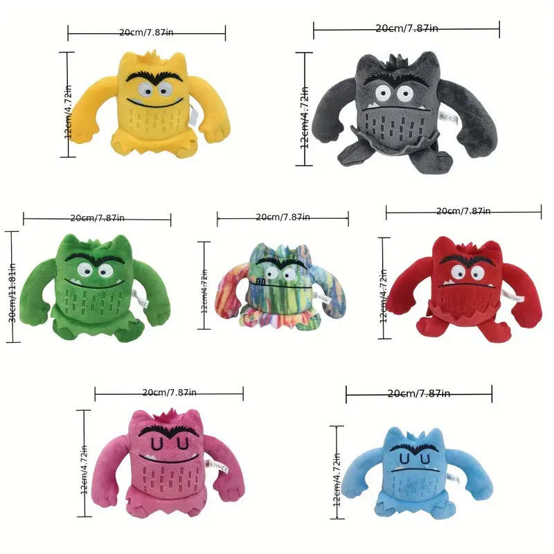7-Piece Mixed Emotion Monster Plush Set