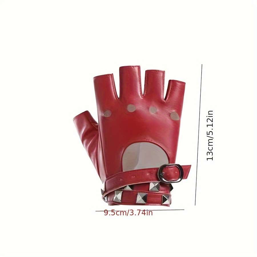 1 Pair Red Cyberpunk Gothic Split Finger Gloves