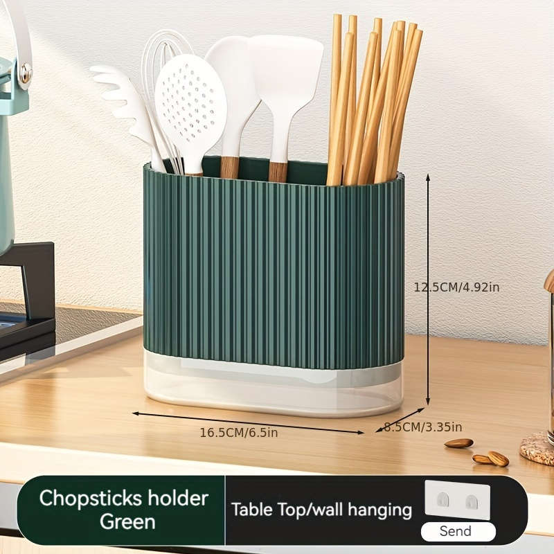 1pc Utensil Holder Countertop Knife Fork Storage Drain Box Multifunctional Plastic Rectangu