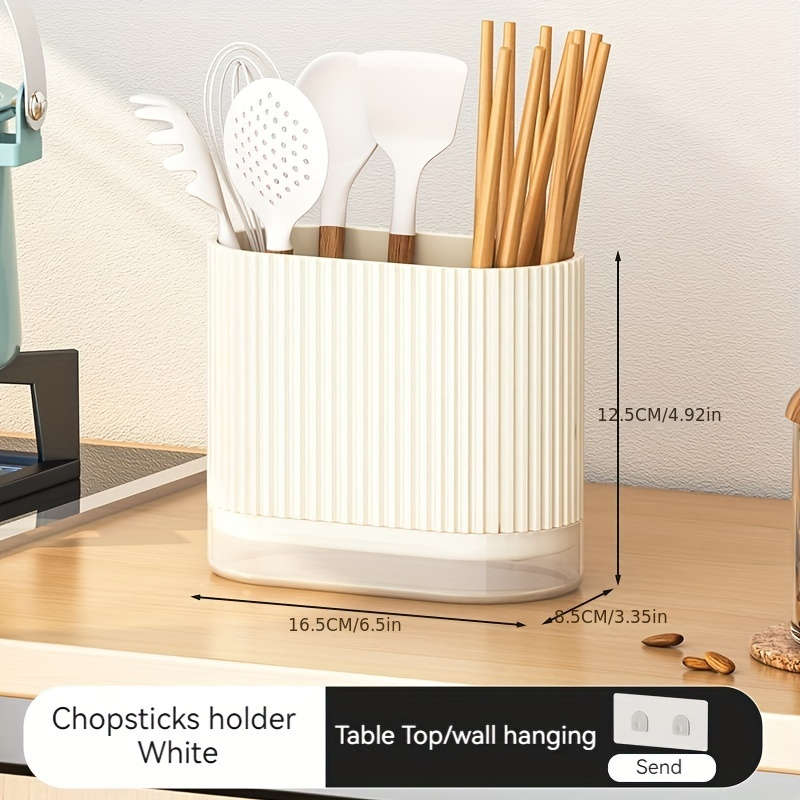 1pc Utensil Holder Countertop Knife Fork Storage Drain Box Multifunctional Plastic Rectangu