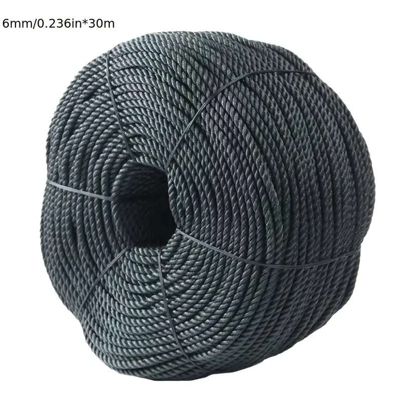 Durable 6mm Black Polyethylene Rope 30m