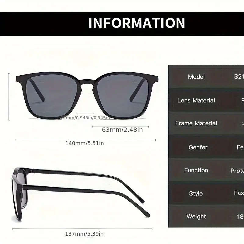 Retro Square Design, PC Frame, Anti-Reflective Lenses, Women Sunglasses