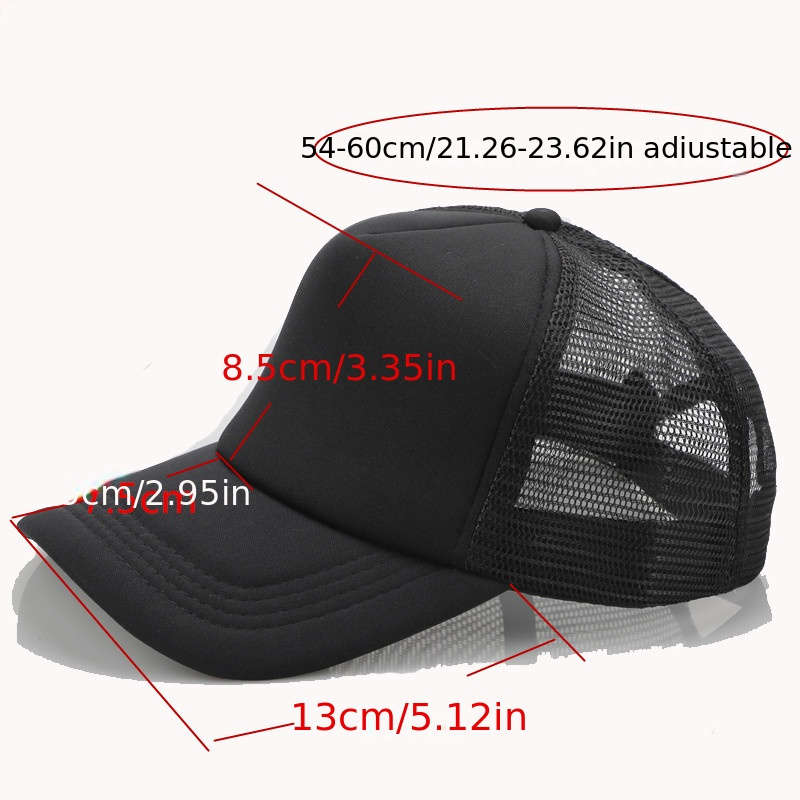 1pc Unisex Baseball Cap Summer Sun Protection Hat Adjustable Snapback Breathable Mesh Back Hip-