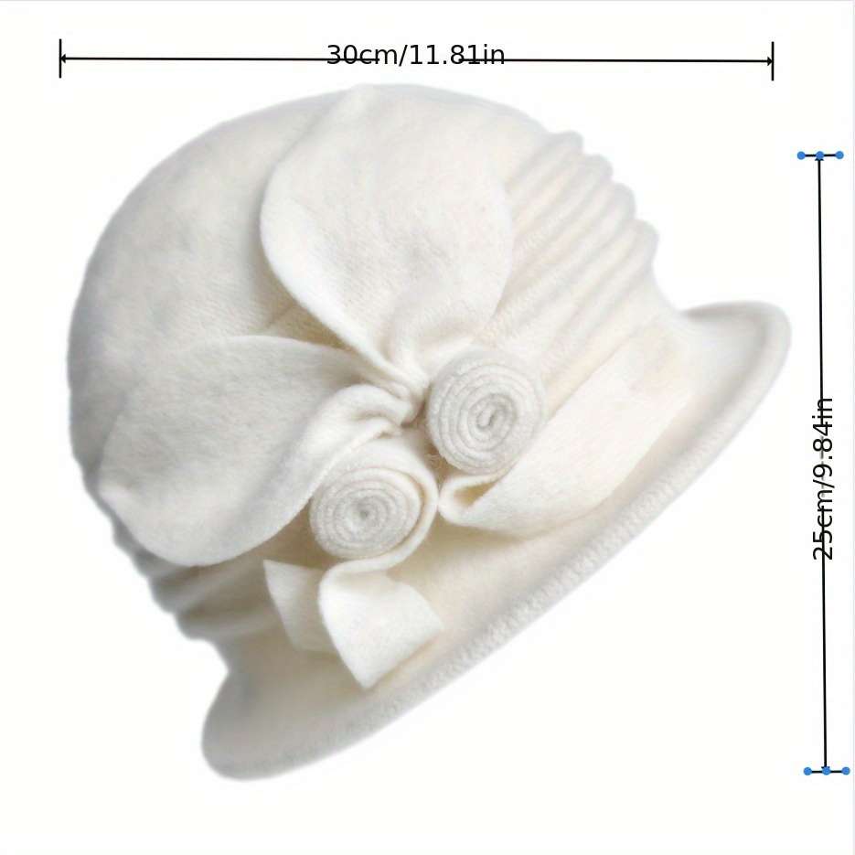 1pc Vintage Wool Autumn Winter Women's Hat with Double Roll Butterfly Decoration
