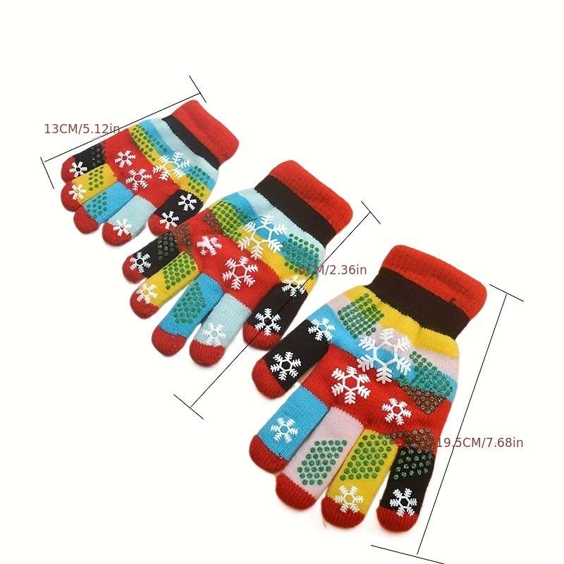 1 Pair 5 To 9 Years Old Red Warm Gloves