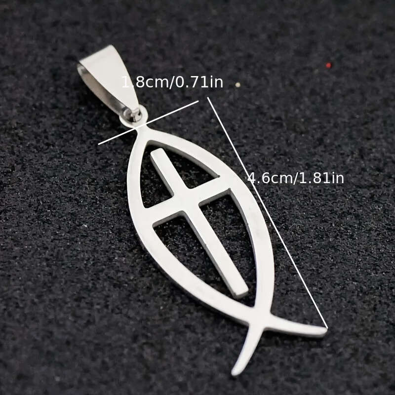 1 Piece Cross Fish Jesus Theme Pendant