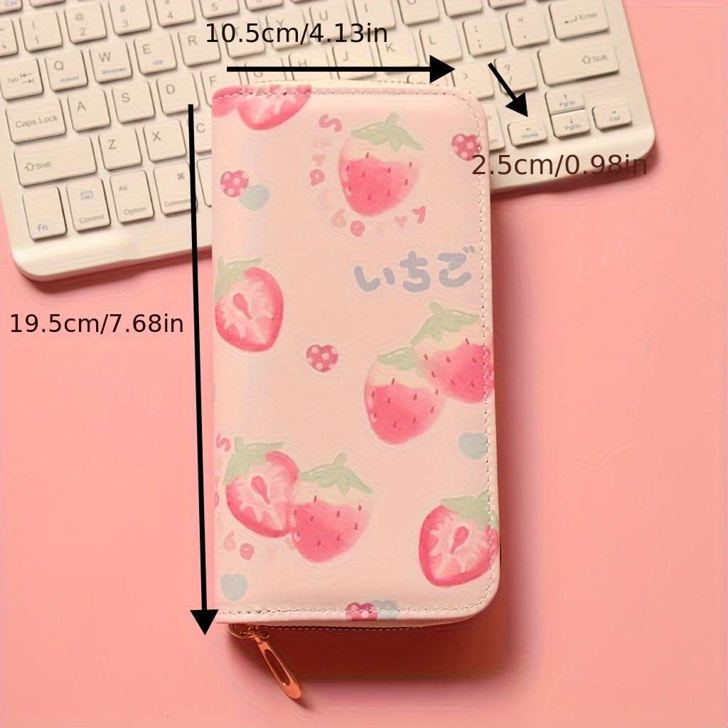 Fruit Pattern Zipper Wallet Large Capacity Multi-Card Slot Lightweight Synthetic Faux Leat