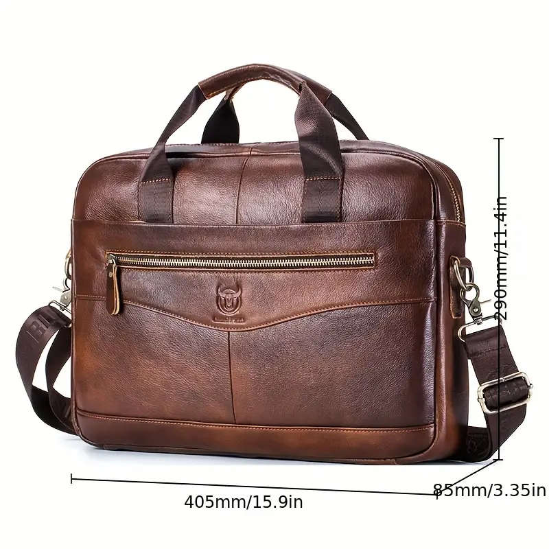 Genuine Cowhide Leather, Multi Functional Casual Bag, Large Capacity Computer Briefcase