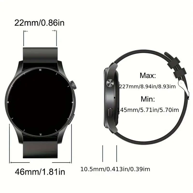 Smartwatch for Men IP68 Waterproof Touch Screen Wireless Connectivity 300mAh Rechargeable Battery
