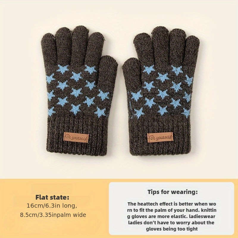 1 Pair Blue Green Warm Gloves