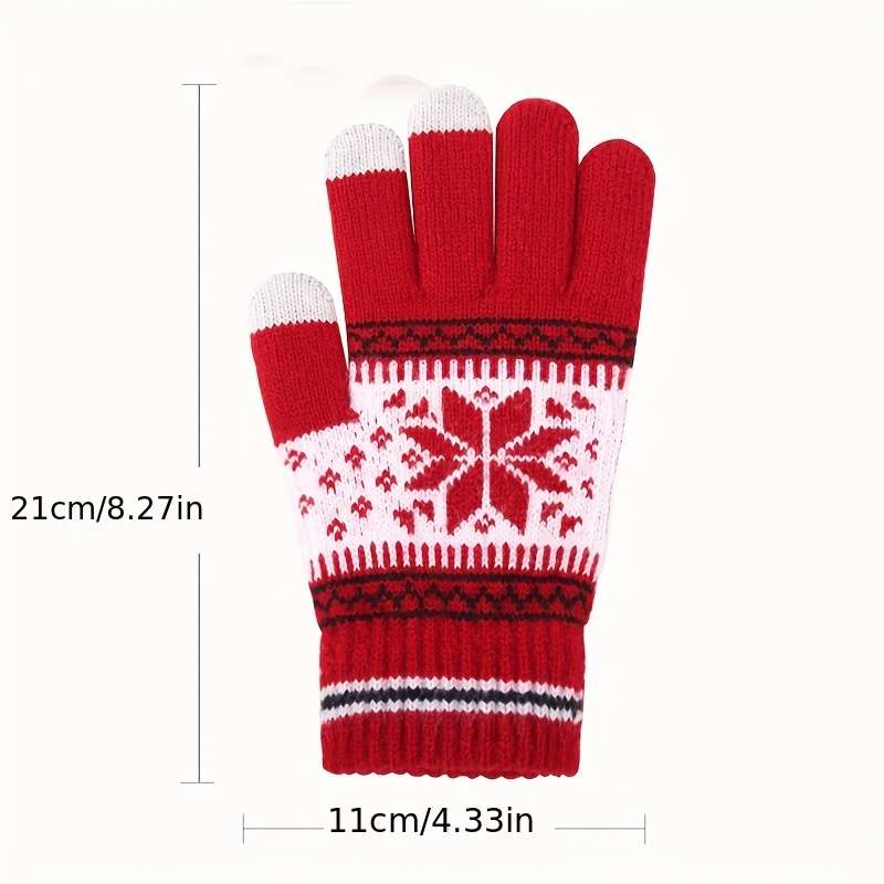 1 Pair Red Warm Gloves