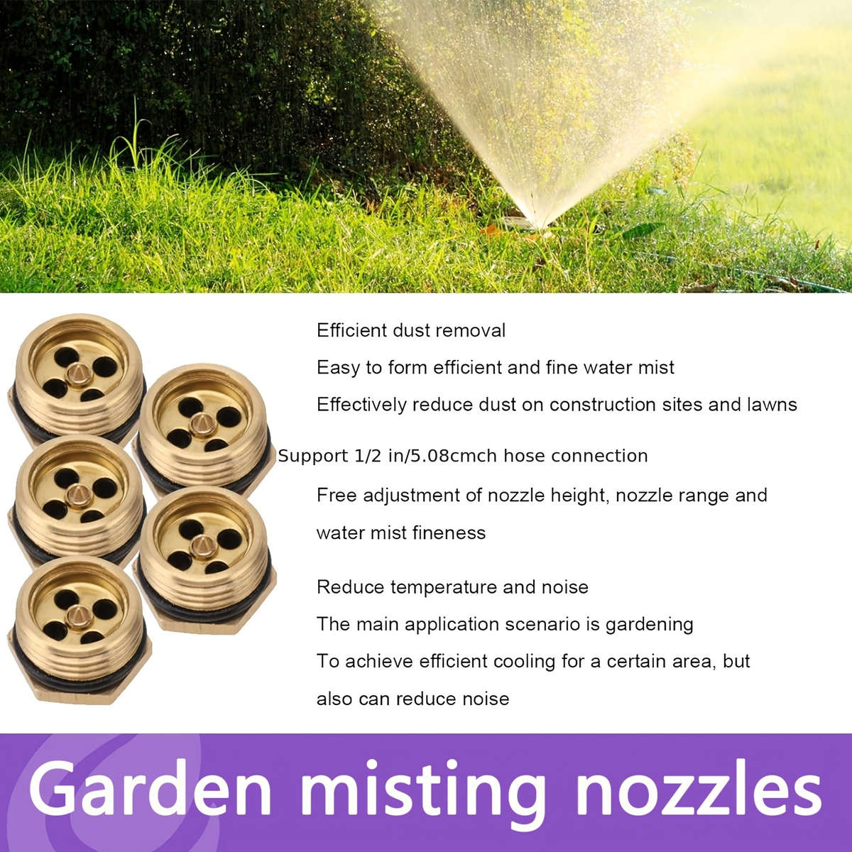 5Pcs Misting Brass Adjustable Centrifugal Atomizing Nozzle