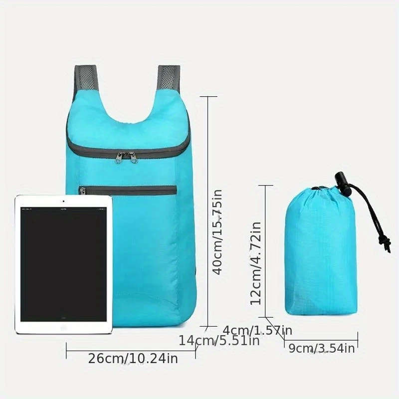 1pc Lightweight Nylon Backpack Foldable Adjustable Straps Zippered Compartments Ideal for Camping