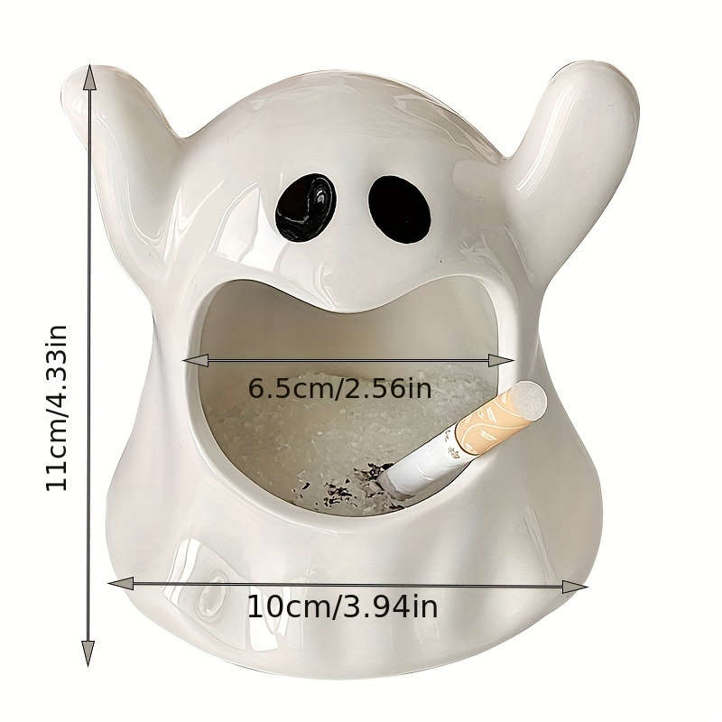 1pc Americana Style Ceramic Ghost Ashtray Irregular Shape Unique High-End Decorative Gift for Hom