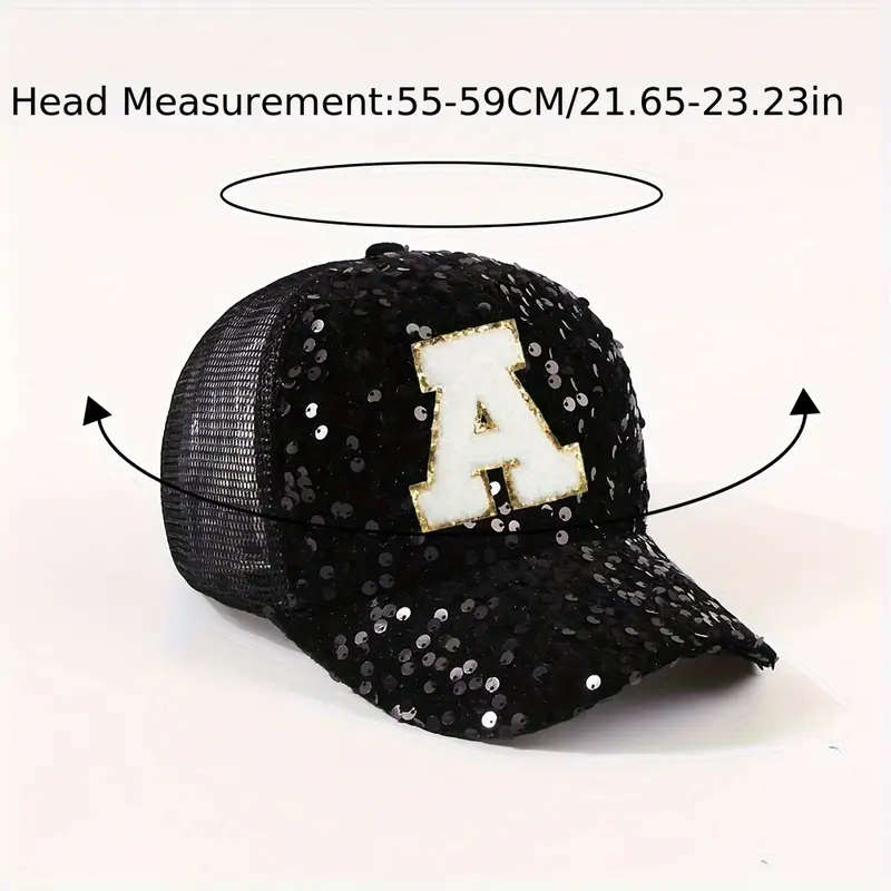 Fashionable Black 26 Letters Glitter Sequin Hat