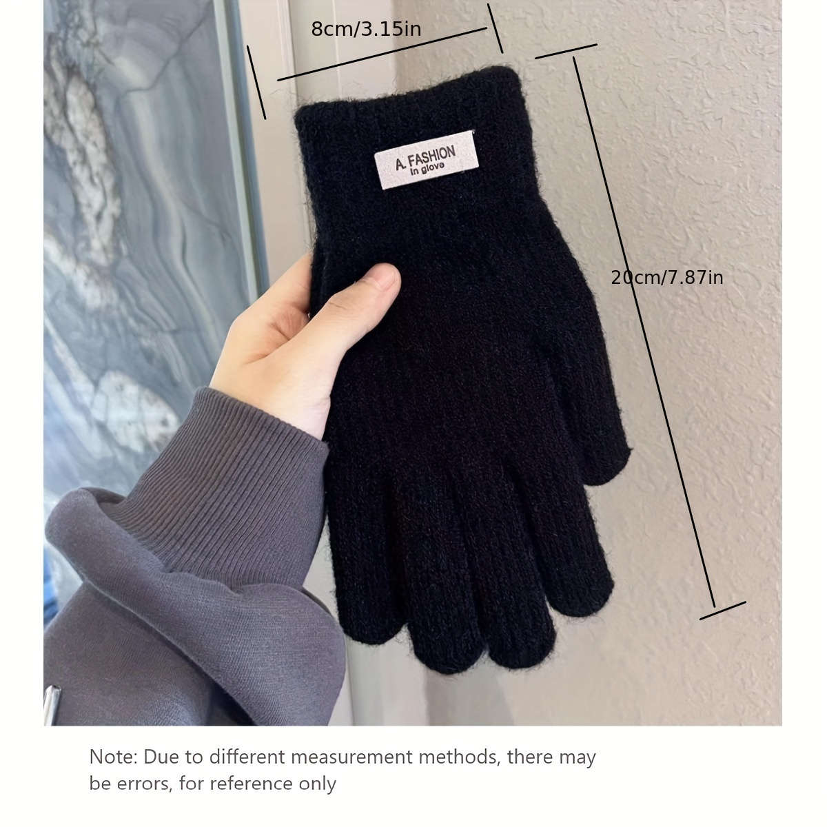 1 Pair Black Warm Gloves