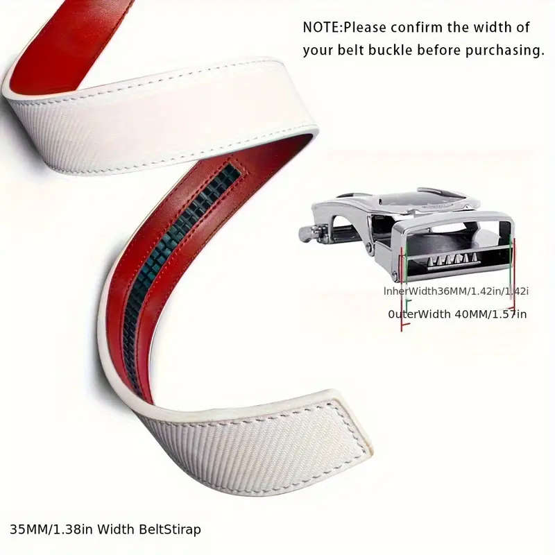 2 Men's Leather Automatic Buckle Belts Black+Blue 115CM