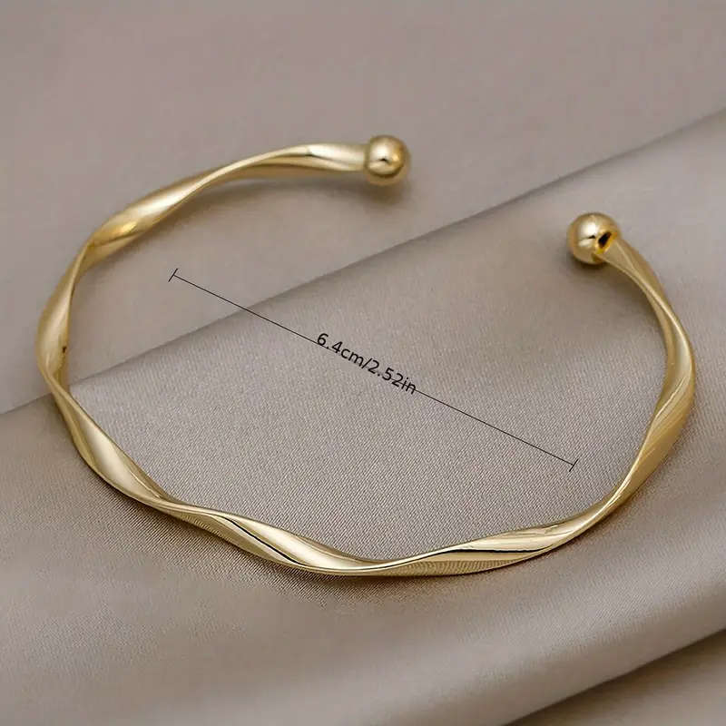 Elegant Simple Twist Open Cuff Bracelet
