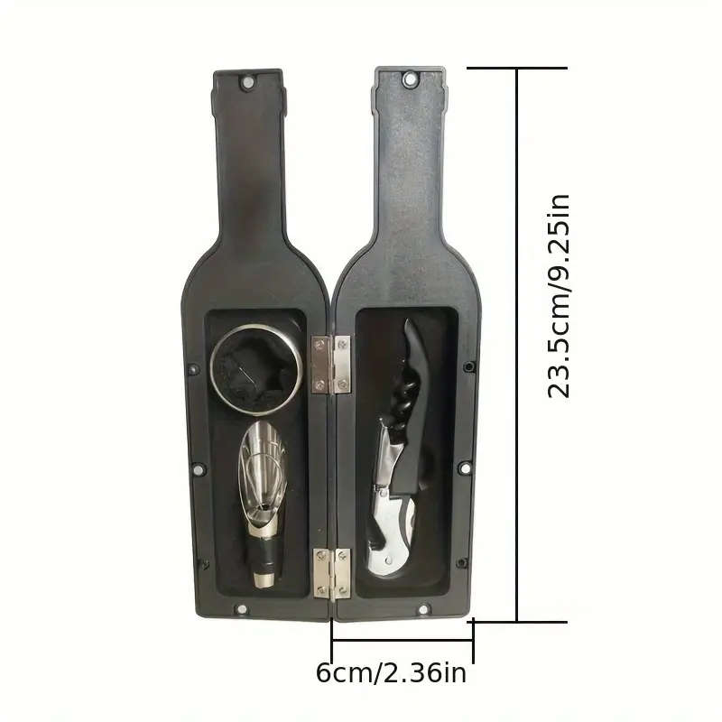 3pcs Stainless Steel Wine Opener Set with Decorative Box Includes Corkscrew Pourer Foil Cutter Perfe