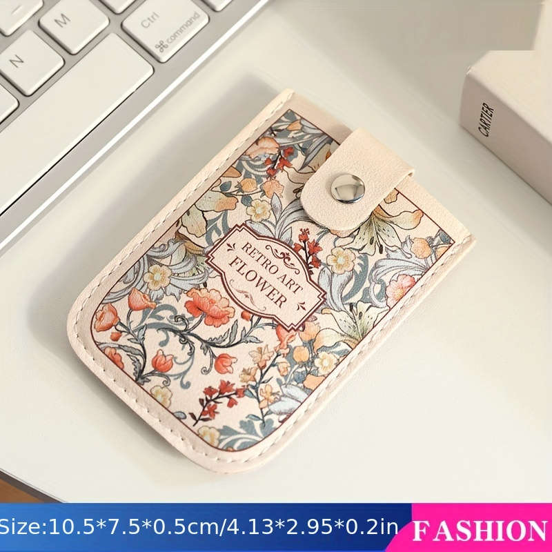 1pc Vintage Floral Pattern Pull-Out Multi-Card Slot ID Holder Large Capacity Compact Ultra-Thin Sy