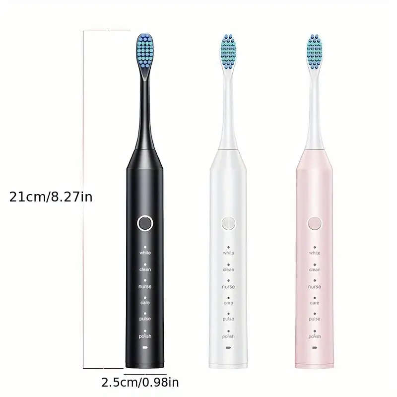 1set Automatic Rechargeable Electric Toothbrush for Adults 4 Brushes  6 Cleaning Modes 500mAh