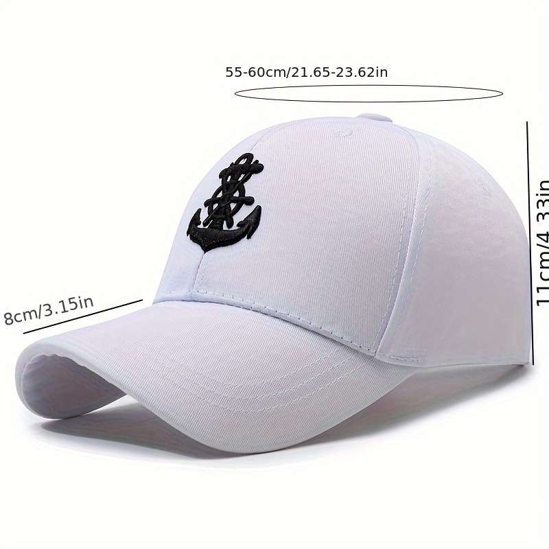Anchor Baseball Cap Trendy Nautical Design Breathable Polyester Sun Protection Available I