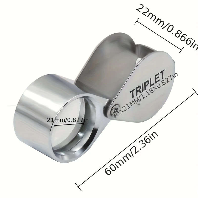 1pc Pocket Jewellers Glass Magnifying Magnifier Jeweler Eye Jewelry 30 X 21mm