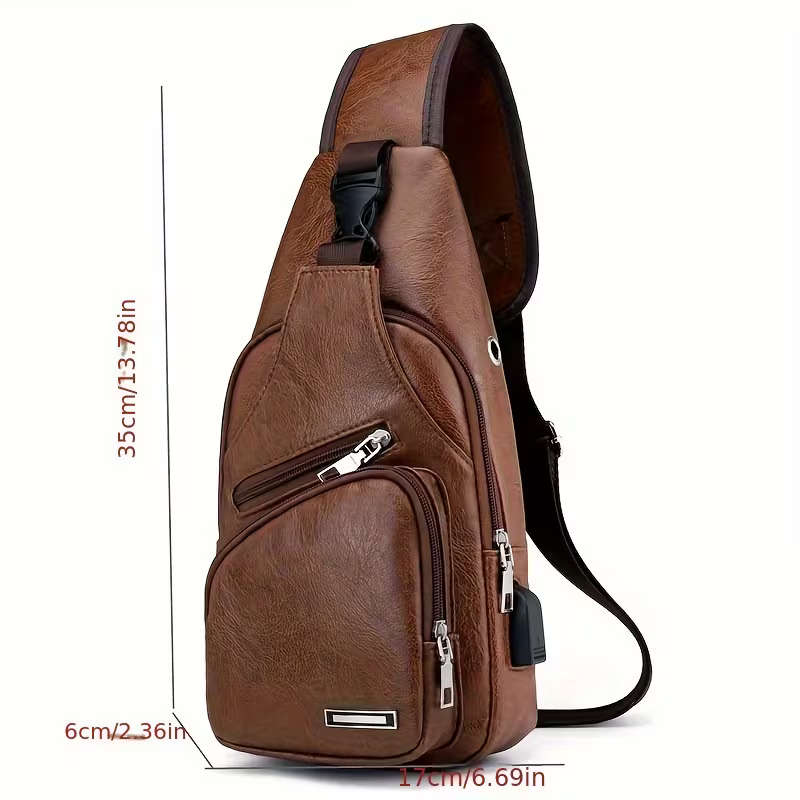 Men's Large Capacity Retro Crossbody Chest Bag