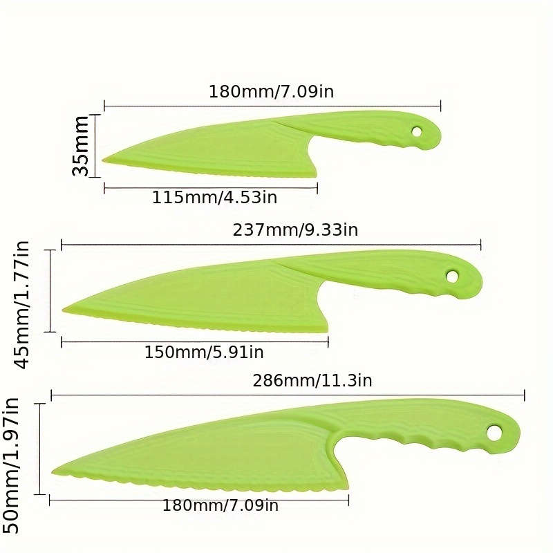3pcs Kitchen Multi-Purpose Tools Plastic Serrated Edge Cake Knife Cheese Dessert Knife Brea
