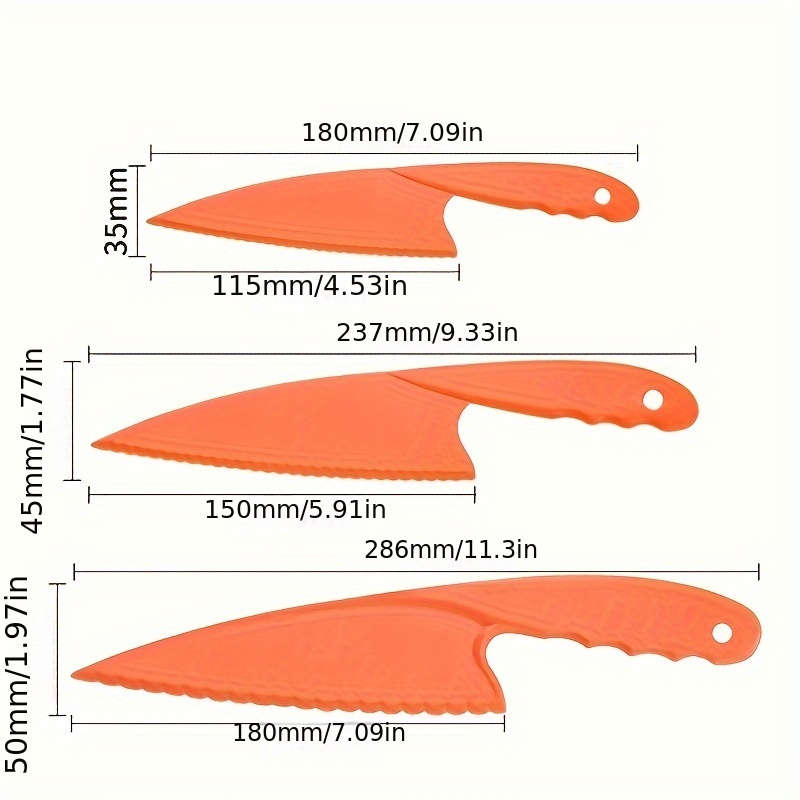 3pcs Kitchen Multi-Purpose Tools Plastic Serrated Edge Cake Knife Cheese Dessert Knife Brea
