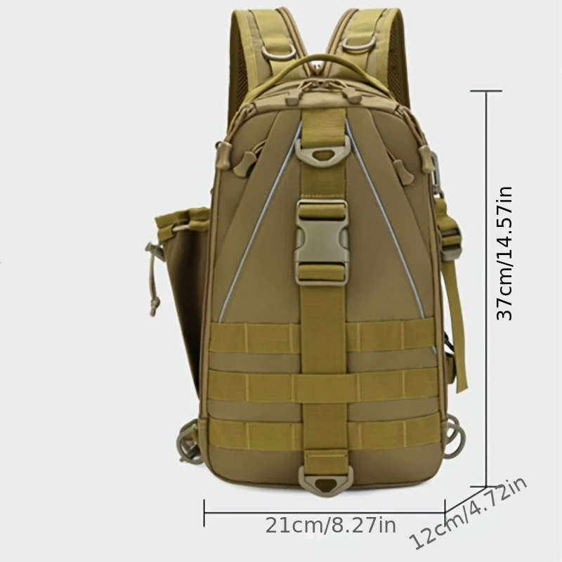 1pc Men'S Large Capacity Outdoor Backpack Durable Nylon Adjustable Strap Zipper Closure Ideal