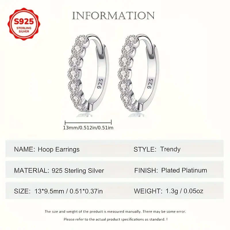925 Delicate Hoop Earrings with Zirconia
