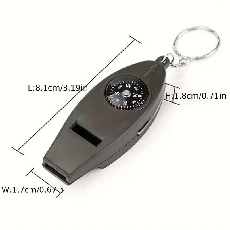 4in1 Emergency Survival Whistle with Keychain Lanyard - Loud Durable ABS Includes Compass