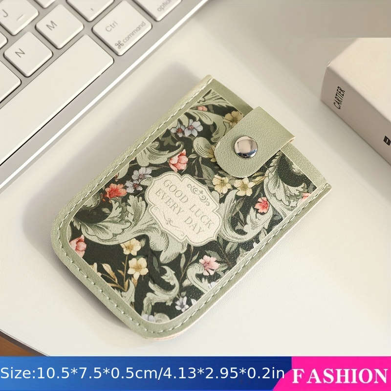 1pc Vintage Floral Pattern Pull-Out Multi-Card Slot ID Holder Large Capacity Compact Ultra-Thin Sy