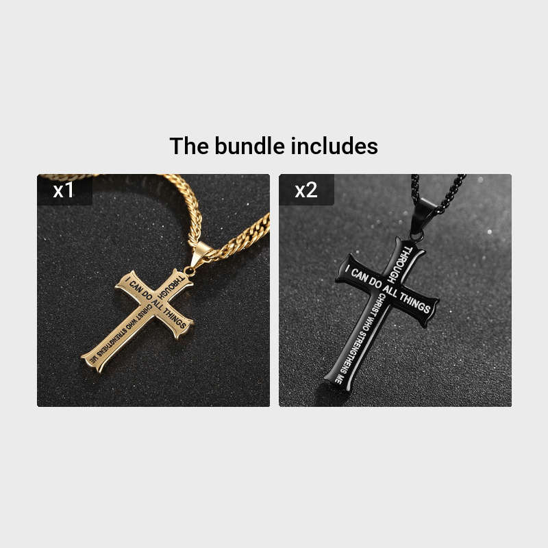 1 Piece Golden Add Blackx2 Jesus Theme Pendant
