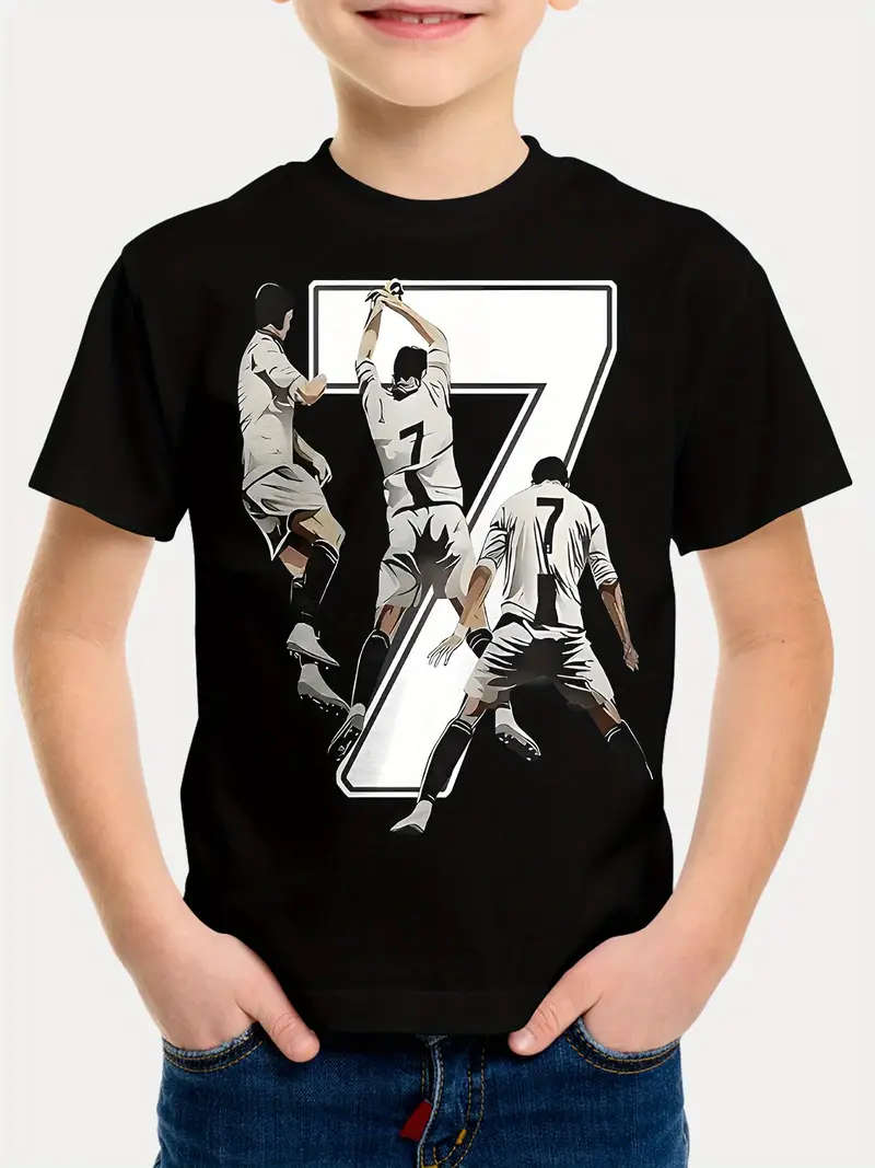 Kids Soccer T-Shirt, Crew Neck - Size: 9-10Y