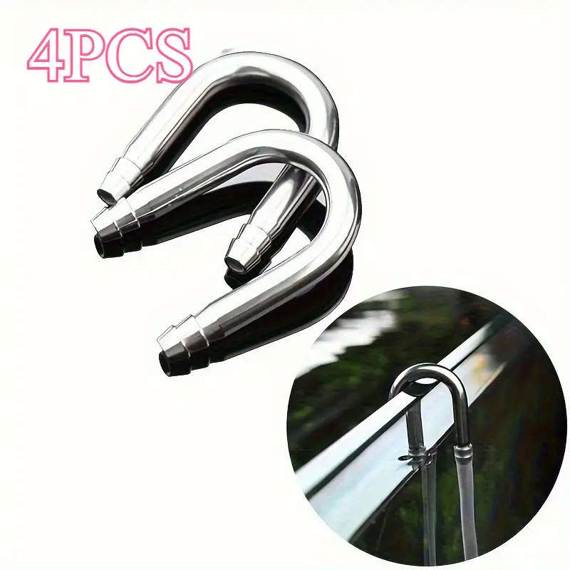 4 Pieces Stainless Steel U-Shaped Aquarium Air Hose Connectors