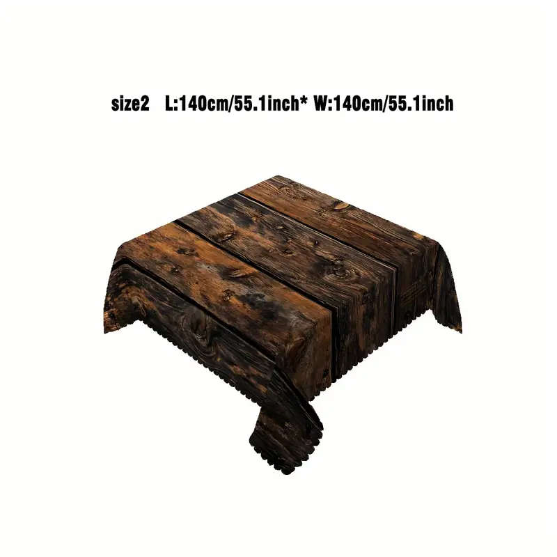 1 Piece Of Rustic Wood Grain Print Rectangular Tablecloth 140*220Cm