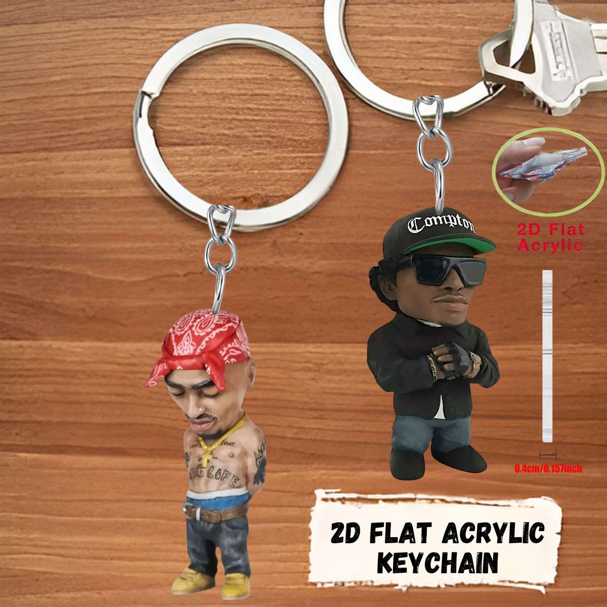 2D Flat 6pcs Rapper Acrylic Keychain Suitable