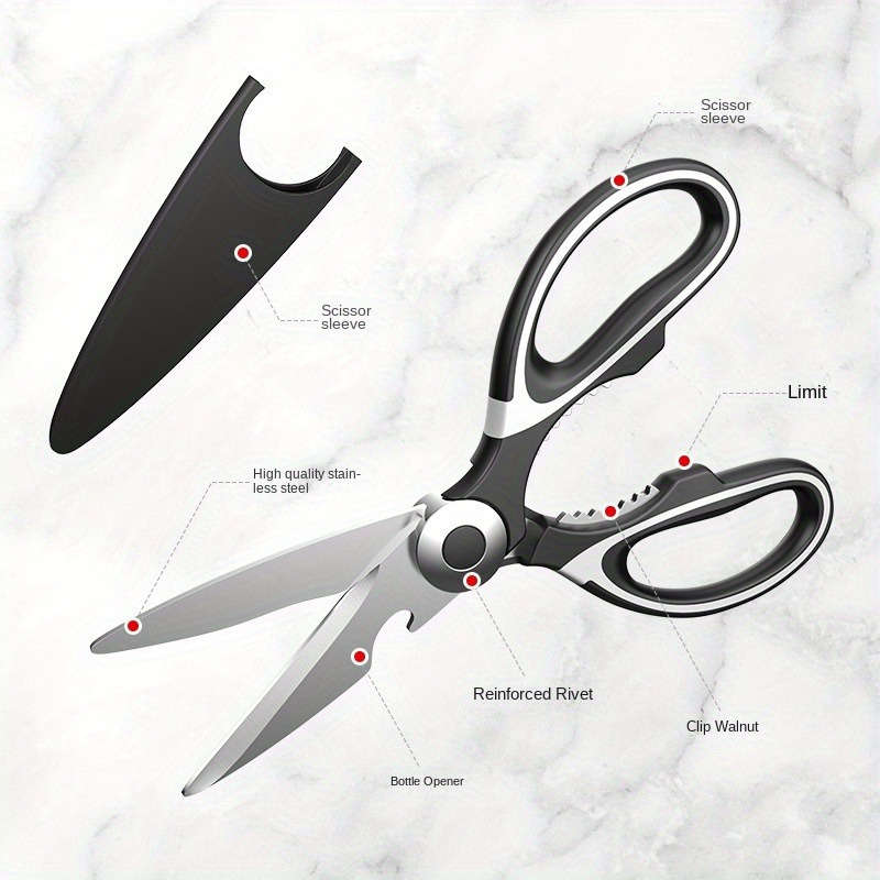 1pc Multi Functional Kitchen Scissors Stainless Steel Strong Chicken Bone Scissors Food Accessori