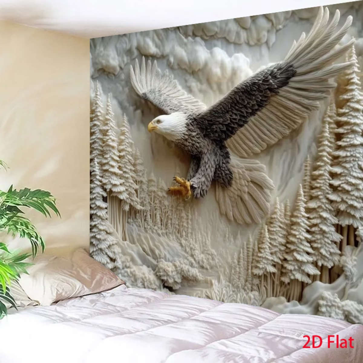 2D Flat Single Large Flying Eagle Wall Banner