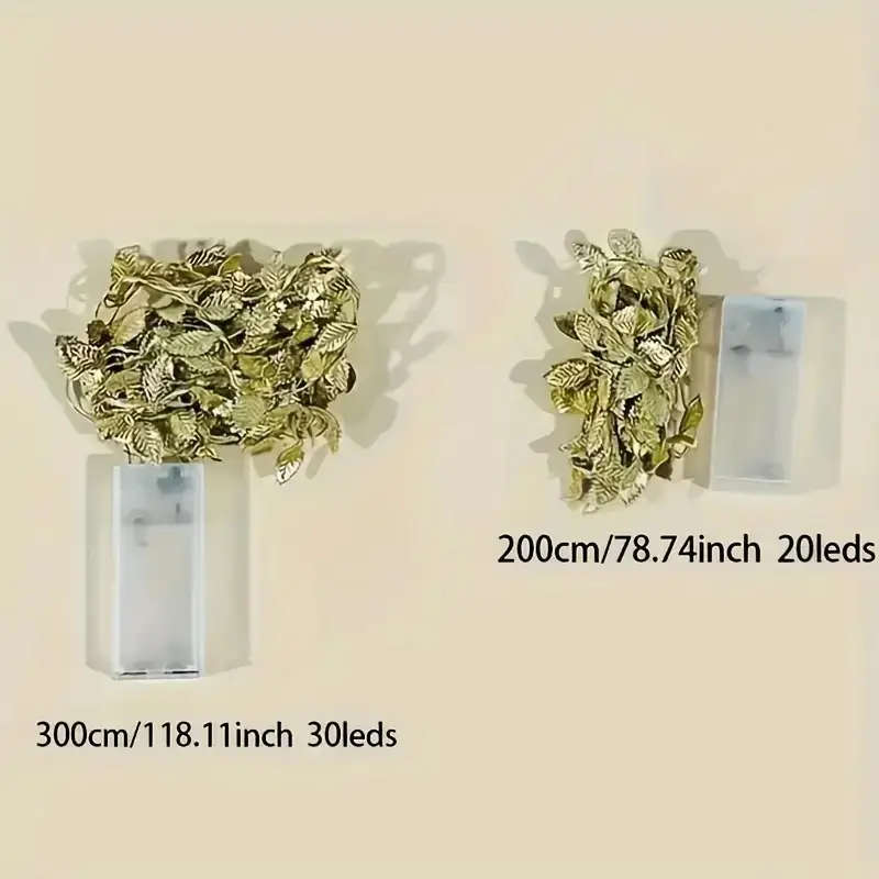 3-meter/30 LED Golden Leaf Floral Wreath String Lights