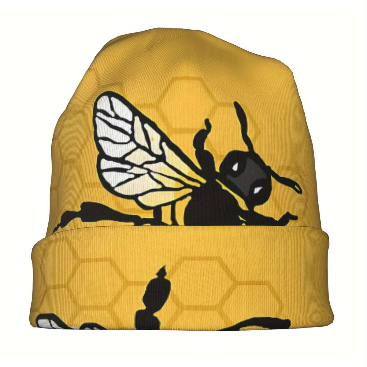 1 Mustard Yellow Bee-Themed Knit Skull Cap