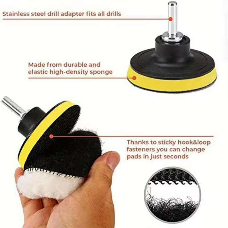 6pcs Car Polishing Kit 7.62 cm Soft Wool Pad