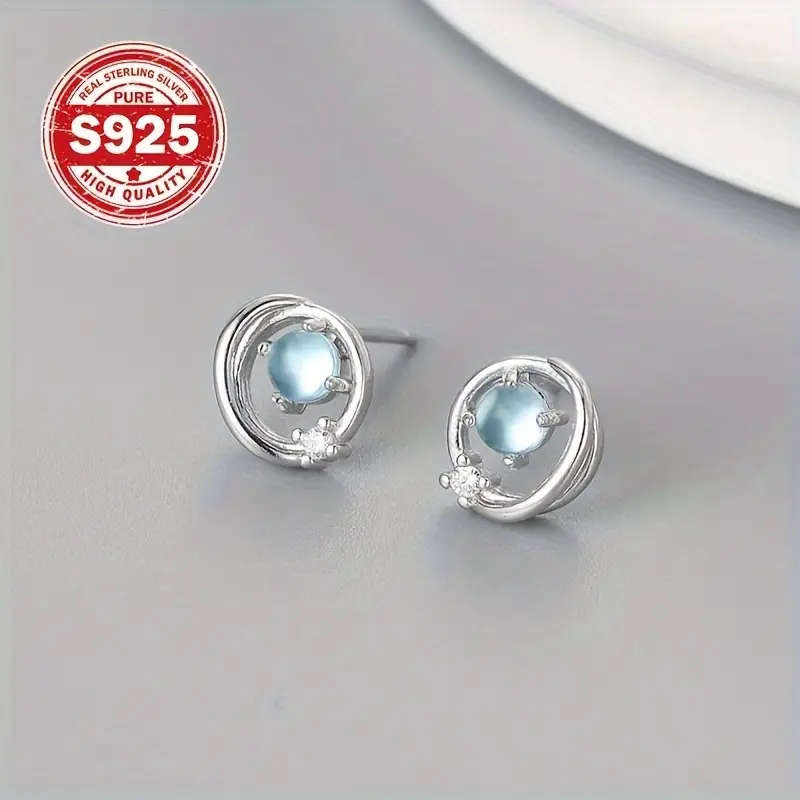 925 Silver Plated Inlaid Synthetic Zirconia Earrings